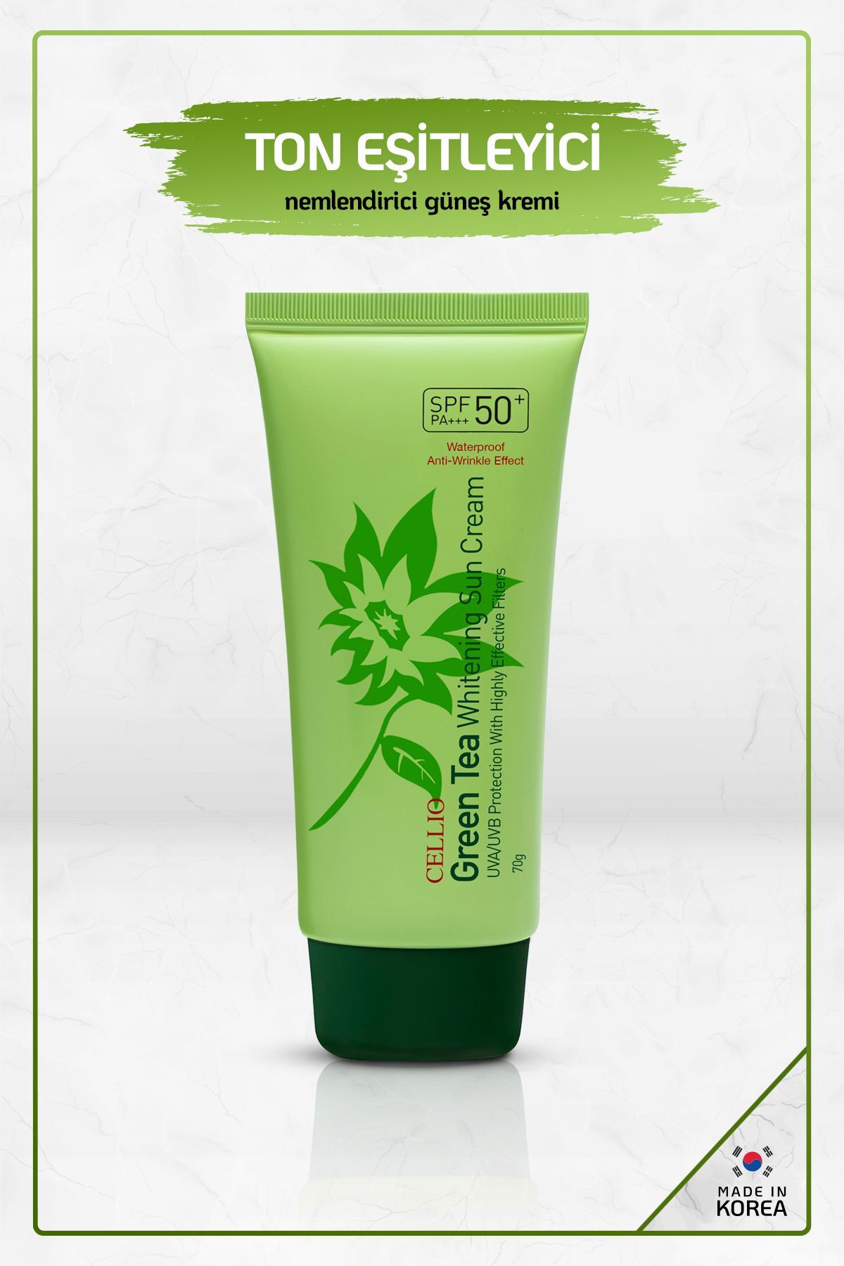 Green Tea Içeren Yatıştırıcı Leke Ve Akne Karşıtı Spf50 Yeşil Çay Özlü Kore Güneş Koruyucu Krem